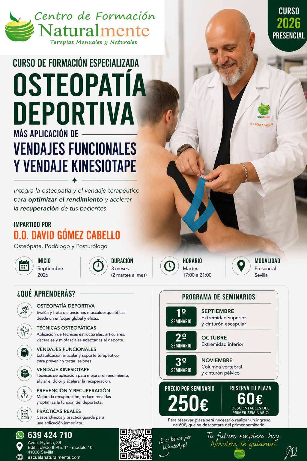 Folleto de CURSO DE OSTEOPATÍA DEPORTIVA MAS VENDAJE FUNCIONAL Y VENDAJE NEUROMUSCULAR